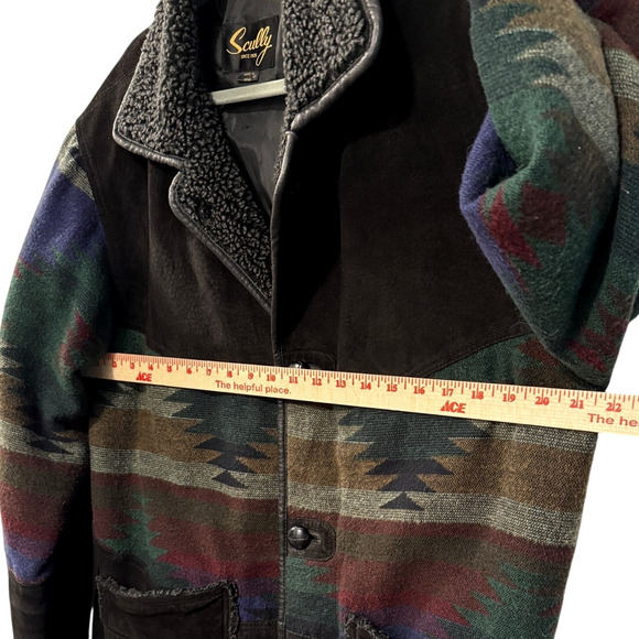 Scully M Vintage Southwestern Jacket Suede & Wool Aztec Western Coat Sherpa 40 - Picture 12 of 16